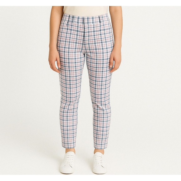 GAP Women's Plaid Signature Skinny‎ Ankle Pants Gingham Mid Rise Stretch Size 00 - Picture 1 of 13